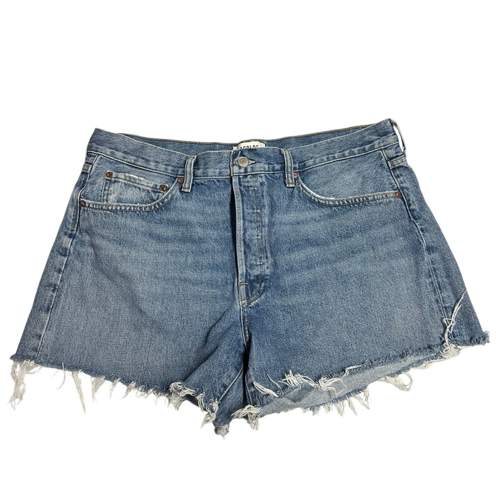 Agolde Parker long denim shorts